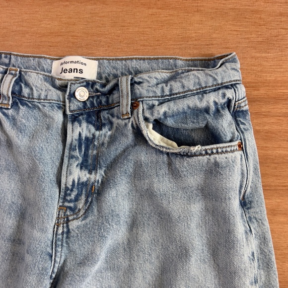 REFORMATION wide leg jeans size 27 raw hem flare light blue wash boho casual USA - Picture 2 of 7